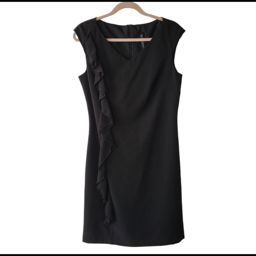 Lori Michaels Black Sheath Ruffle Dress